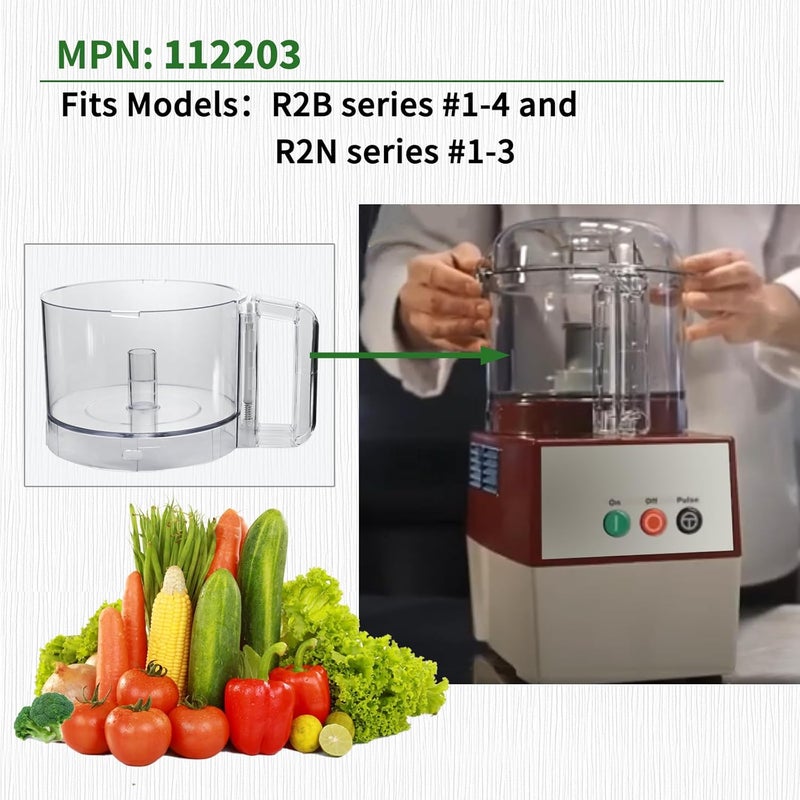 Vanshly 112203 Food Processor 3 Quart Clear Bowl compatible with Robot Coupe R2 - Image 2